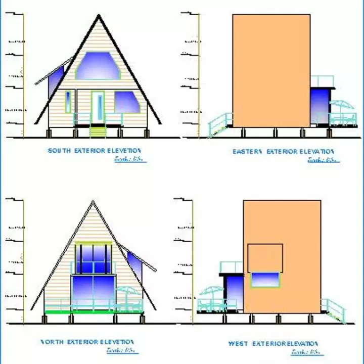 Planos DIY em estrutura A de 23' x 26', 1 quarto, 2 andares com loft