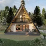 3ベッドルームの2階建てAフレームハウスプラン